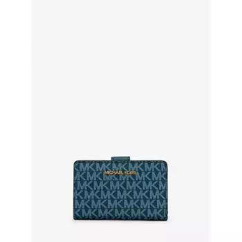 MICHAEL KORS [Специальная цена] JET SET TRAVEL Компактный кошелек на молнии, средний размер MK Signature 35S3GTVF6O427 Бирюзовый