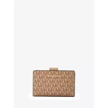 MICHAEL KORS [Специальная цена] JET SET TRAVEL Компактный кошелек на молнии среднего размера MK Signature 35S3GTVF6O220 Camel