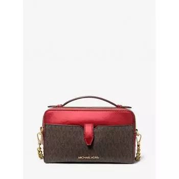 MICHAEL KORS [Специальная цена] JET SET ПРЕДМЕТ для телефона с двойной молнией через плечо, средний размер MK Signature 35H3GTTC2B618 Малиновый