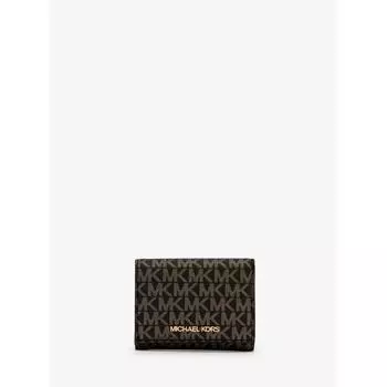 MICHAEL KORS [Специальная цена] Компактный кошелек JET SET TRAVEL среднего размера MK Signature 35H3GTVE2V7682 Коричневое золото