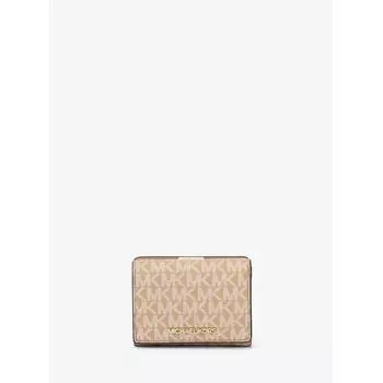 MICHAEL KORS [Специальная цена] Компактный кошелек JET SET TRAVEL среднего размера MK Signature 35F3GTVE2B220 Camel