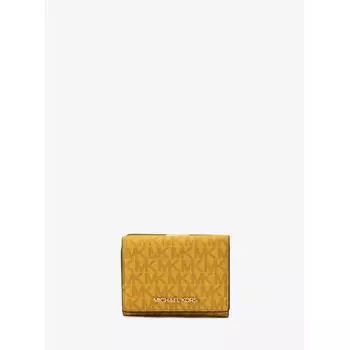 MICHAEL KORS [Специальная цена] Компактный кошелек JET SET TRAVEL среднего размера MK Signature 35F3GTVE2B7977 Желтый жасмин
