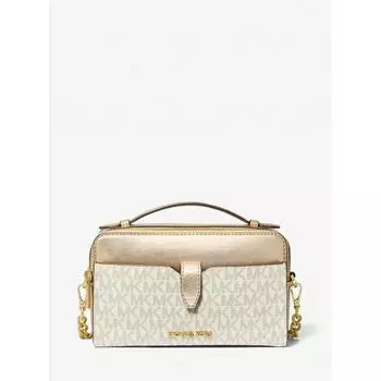 MICHAEL KORS [СПЕЦИАЛЬНАЯ ЦЕНА] ПРЕДМЕТ JET SET ДВОЙНОЙ ТЕЛЕФОН НА МОЛНИИ СРЕДНЯЯ КРОССБОДИ MK SIGNATURE 35H3GTTC2B8236 БЛЕДНО-ЗОЛОТОМ МУЛЬТИ