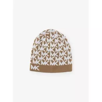 MICHAEL KORS [Special Price] Border MK Knit Cap 5394081211 Dark Camel