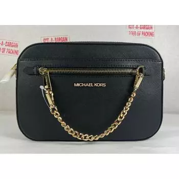 Michael Kors Сумка через плечо из сафьяновой кожи с цепочкой Zi MICHAEL KORS Jet Set черное золото