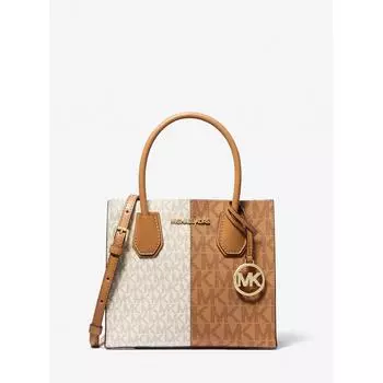 Michael Kors Сумка-шоппер MERCER с двухцветным логотипом, размер через плечо, средний, MK Signature, 35F4GM9M2B7804, диаметр, многоцветная