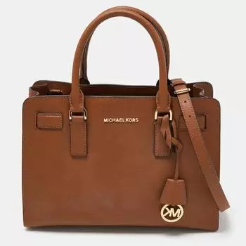 Michael Kors Сумка-тоут Dillon из сафьяновой кожи среднего размера East West коричневого цвета