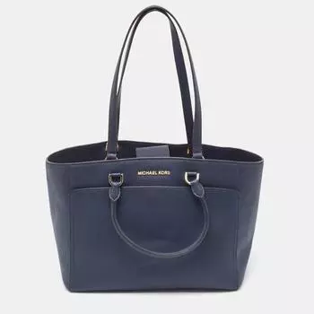 Michael Kors Темно-синяя Кожаная Большая Сумка Emmy Темно-синий