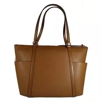 Michael Kors Женская кожаная большая сумка Sullivan с верхом и молнией коричневая