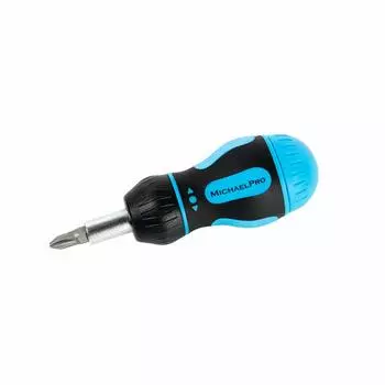 MichaelPro MP002005 8 Pieces Multi Bit Driver Stubby Multi Driver 3 Slots 2 Phillips 2 Stars 7in1 Stubby Ratchet Driver Short Nut Driver