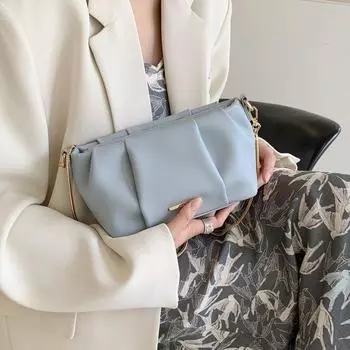 Micocah Accessible Luxury White Niche Style Retro Crossbody Bag Cloud water Blue (upgraded zipper)