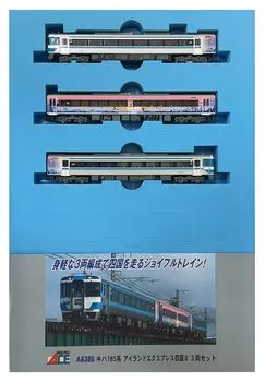 Micro Ace N Gauge Kiha 185 Series Island Express Shikoku II Set A8386 Модель железнодорожной модели дизельного вагона с 3 вагонами светло-синий