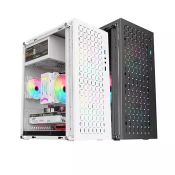 Micro Atx/Itx Прозрачный Корпус Для ПК Diy Стеклянный Корпус Для Настольного Компьютера HDD+SSD Блок Питания Atx 250 Мм Видеокарты 3 Вентилятора Кулер чёрный