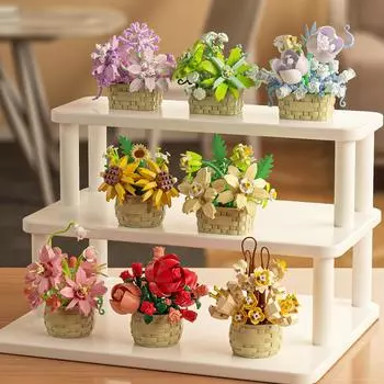 Micro Diamond Particles Flower Building Blocks Bonsai Garden Romantic Office Decoration Potted Plant Model Set Children s Toys