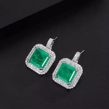 Micro Diamond Simulation Emerald Paraiba Gemstone Stud Earrings Pendant Women s Ring Fashion