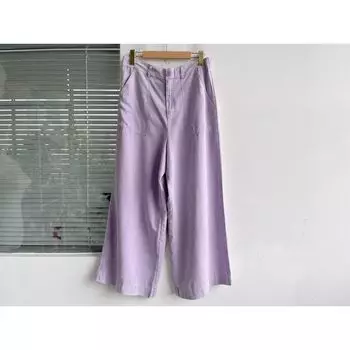 Micro Flaw Autumn New Arrival Trendy Fashion Loose Comfort and Casual Slim Looking High Waist Tencel Linen Wide-Leg Pants H10 Purple 14
