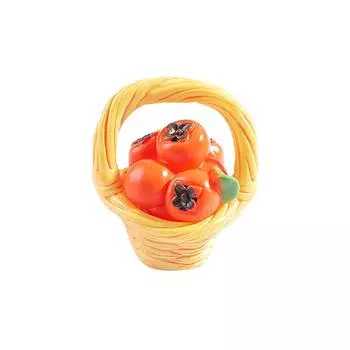 Micro Landscape Creative Cute Simulation Fruit Food Play Bamboo Basket Persimmon Resin Ornaments Diy Decoration Ornaments