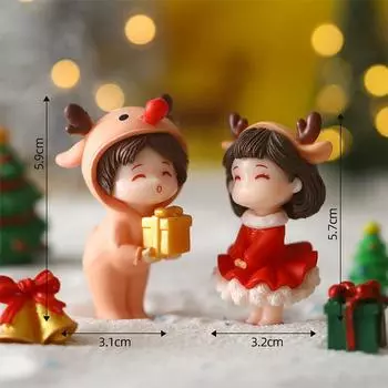 Micro Landscape Decorations Cartoon Christmas Couple Decorations Plastic Crafts Creative Desktop Ornaments
