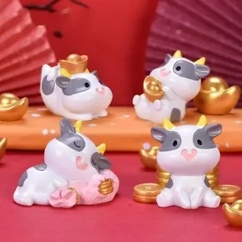 Micro Landscape Resin Desktop Decoration Wealth Fortune Cow Decoration Hold Silver Ingot Sleeping Gold Coin Bag Decoration 2