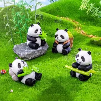 Micro Landscape Simulation Panda Ornaments 3D Panda Miniatures Mini Panda Ornaments Desktop Random