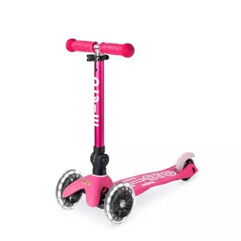 Micro Scooter Kickboard Kick Skater Mini Micro Folding Deluxe Pink 3 Wheels Front Wheel LED Folding Height Adjustable Treatment Amportation розовый