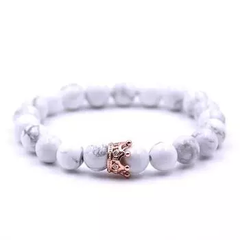 Micro-set Zircon Crown Bracelet Volcanic Stone Bracelet White Tropical Bracelet Jewelry 1pcs