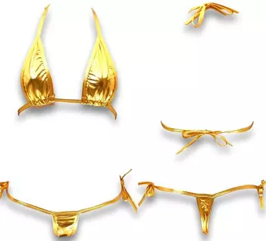 Micro Tiny String Sexy Extreme Triangle Gold F [Cat Select] Бикини, Т-образный вырез сзади, Т-образный вырез спереди, Трусики, Нижнее белье, Косплей, Купальник, B7RS,