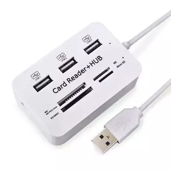 Micro USB Hub 2.0 Комбинированный 3-портовый кард-ридер Высокоскоростной USB-разветвитель Универсальный кард-ридер 3-портовый USB2.0-концентратор USB-разветвитель для настольного ноутбука
