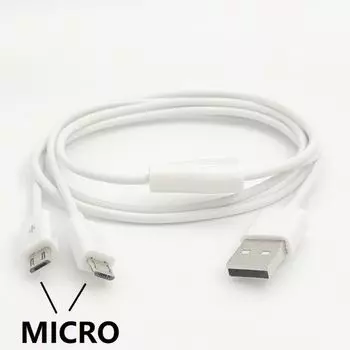 Micro USB To USB Y Splitter Charging Cable 2 Port 2 in 1 Cord Cables Wire Android Phone 1m