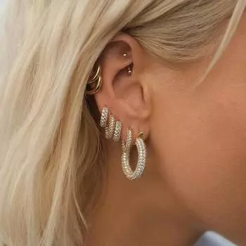 Micro zircon small circle earrings women s plated 18k gold vintage Chinese New Year earrings Hong Kong style retro earrings