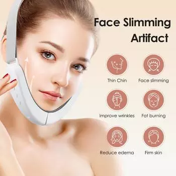 Microcurrent V-Face Lifting Machine Double Chin Remover EMS Facial Firming Massager Skin Rejuvenation Beauty Device with Voice белый