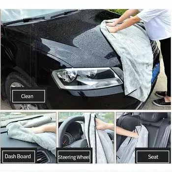 Microfiber Car Towel Wash Accessories Super Absorbency Car Cleaning Cloth темно серый
