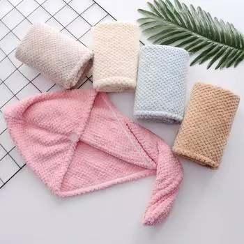 Microfiber Hair Towel Wrap Super Absorbent Turban Coral Velvet Hair Dry Hat Caps Hair Towels For Women Curly Long Hair хаки
