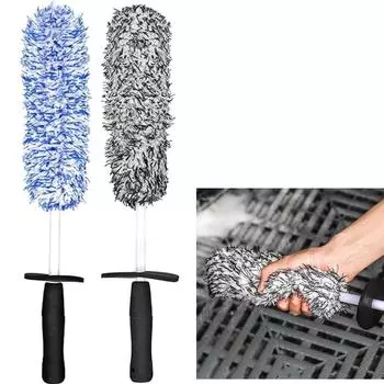 Microfiber Premium Wheel Brush Car Rim Wheel Cleaning Brush Anti-Slip Handle Easy to Clean Car Accessories