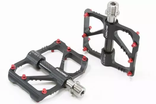 Педали MicrOHERO Ultra Light Titanium Alloy Shaft 3 Герметичные подшипники Компактные Педали Carbon Road Bike Flat Bike/Mountain Black/Red (PD-R87CTi 185г) чёрный