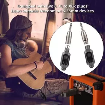 Microphone Wired to Wireless Xlr Transmitter and Receiver UHF Wireless Mic System for Audio Mixer Electric Guitar Bass
