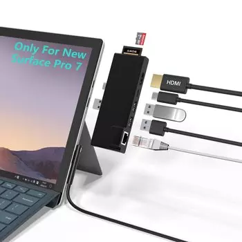 Microsoft Surface Pro 7 Hub с 7 портами 1 x HDMI 1 x 60 Вт Type C PD зарядка 1 x 1000 Мбит/с Gigabit Net подключение USB-карта 2 x USB порта Surface Pro7