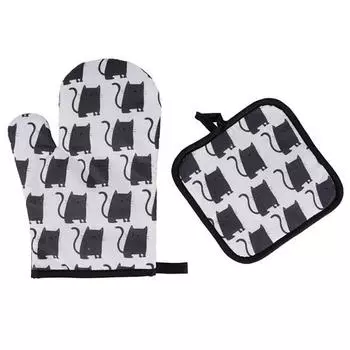 Microwave Oven Heat Insulation Gloves Halloween Pattern High Temperature Resistant Thickened Kitchen Gloves Anti-Scald Gloves