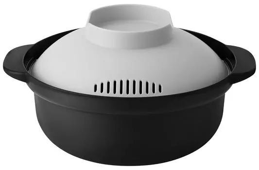 Microwave Pot Recopo Black Made in Japan Single Use Recipe Included Small Lightweight Microwave Cooking Pot for Microwave Pot Ramen Pasta &NE