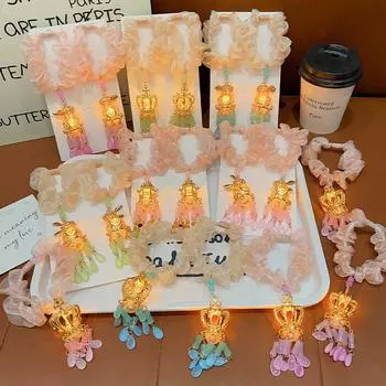 Mid-Autumn Festival Glowing Large Intestine Hair Ring Chinese Style Retro Hair Rope Elegant Versatile Hair Tie Hair Accessories