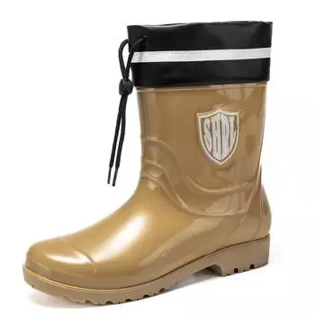 Mid-calf Rain Boots Men Slip-On Waterproof Rubber Rain Shoes Work Mud Boots Warm Durable Non-Slip Boots Farming Fishing Footwear 40