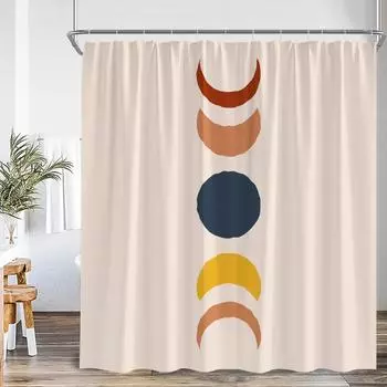 Mid Century Abstract Shower Curtain Leaf Curve Simple Line Nordic Modern Bathroom Decor Polyester Fabric Bath Curtain with Hook 90x180cm-35x70in