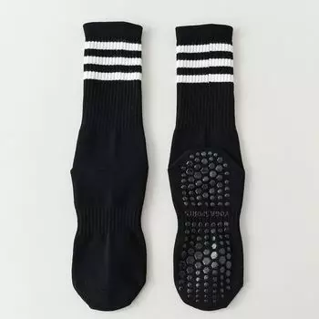 Mid-High Tube Stripes Yoga Socks Female Professional Non Slip Pilates Fitness Exercise Special Tube Socks with Shark Panty-Hose 9181 high rubber yoga socks black [1 pair]]