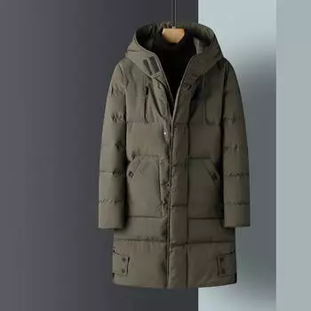 Mid-length Cotton-padded Jacket for Men, New Winter Cotton-padded Jacket, Men s Korean Style Down-padded Jacket, Hip-hop Trendy Windbreaker Jacket M