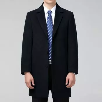 Mid-length suit collar woolen woolen coat men s high-end business casual cashmere coat autumn and winter woolen windbreaker 170