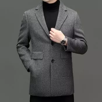 Mid-length wool double-sided cashmere coat for men in winter middle-aged dad removable down liner wool woolen coat 170