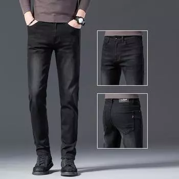 Mid-waist Jeans Men s Loose Straight Trend Versatile Elastic Casual Long Trousers 27