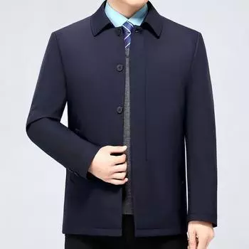 Куртка мужская зимняя для мужчин среднего и пожилого возраста, утолщенная и теплая, съемная, для отца, с белым утиным пухом 165