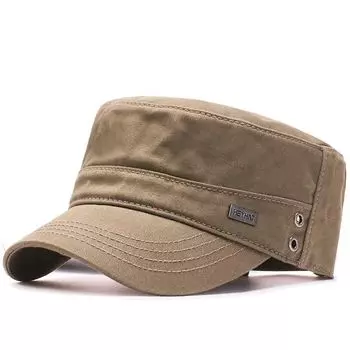 Middle-Aged and Elderly Hat Men s Spring and Autumn Sun-Proof Flat-Top Cap Fashion Casual Dad Cricket-cap Spring Baseball Cap Sun-Proof Sun-Proof Khaki Default Size