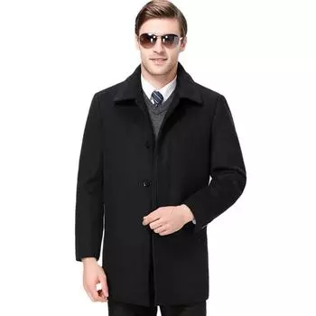 Middle-aged and Elderly Men s Cashmere Coat Daddy Autumn and Winter Thickened Casual Loose Woolen Woolen Coat Windbreaker Men s Clothing S